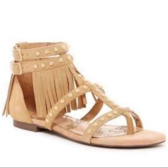 Australia Luxe Collective womans Cream suede gladiator sandal 6 BoxH fringe - Picture 2 of 7